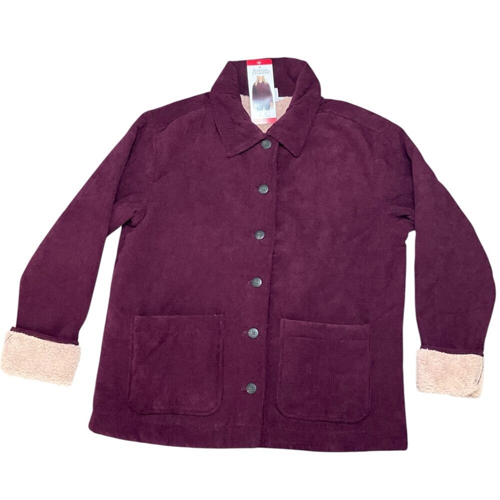 Boston Traders Women's Sherpa Lined Corduroy Over shirt Red Size MEDIUM NWT